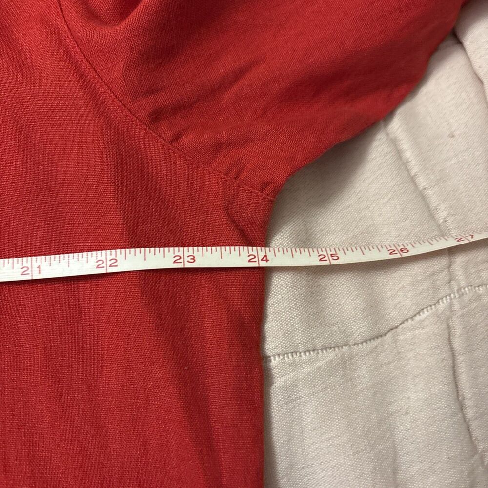 Red Linen Red Lino By Chico’s long sleeve Button Up Top Women’s, XL XXL/ Size 3 - Picture 9 of 10